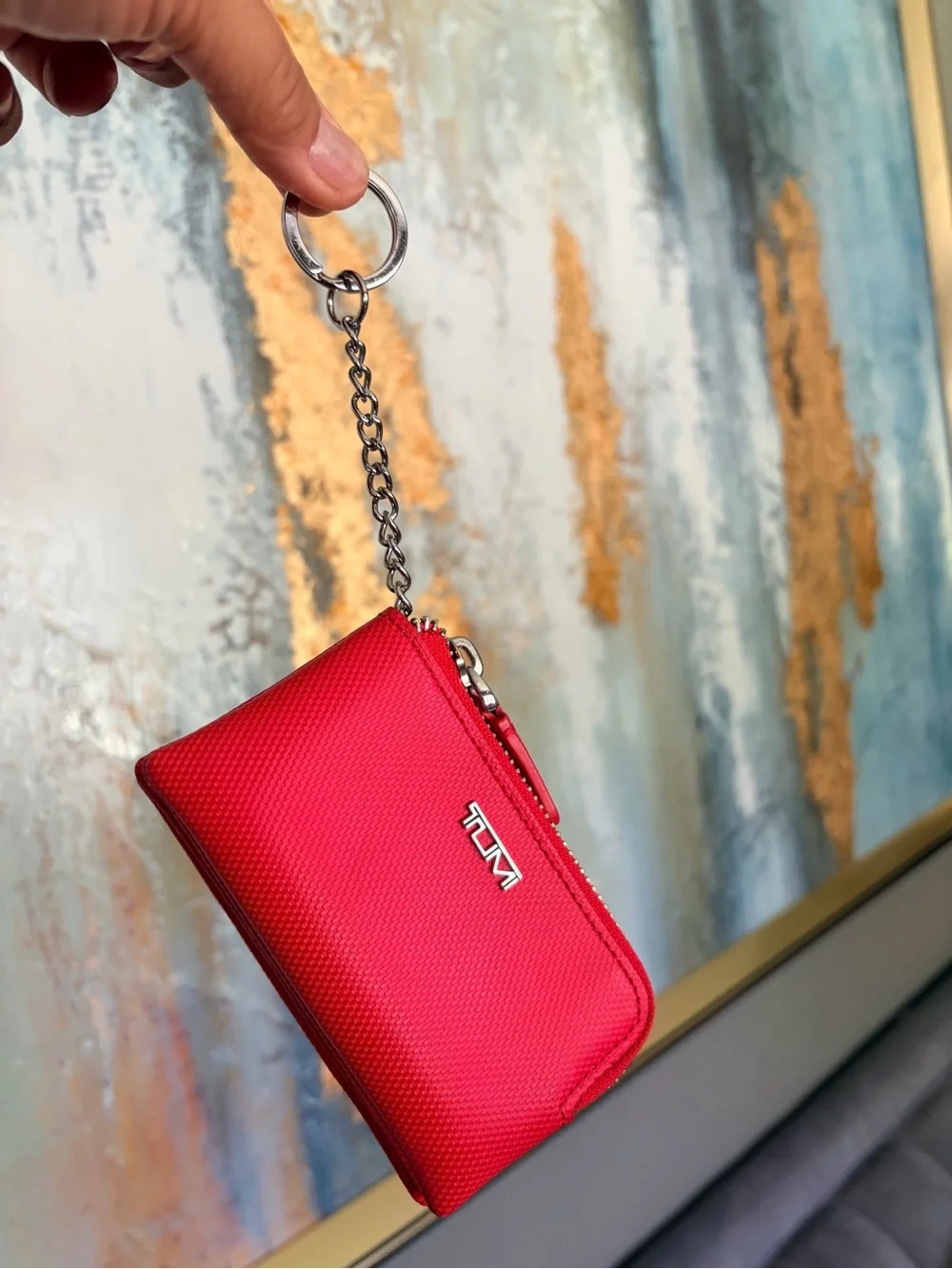 Tumi Zip Key Pouch with Silver Hardware